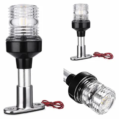 Produktbild von Bootsankerlicht LED (3 NM, 6 Zoll) – 360° Rundumlicht, IP66, 12-24V DC – Ankerlicht und Navigationslicht mit Edelstahlfuß