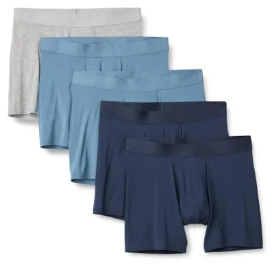 Immagine prodotto di A. Boxer da uomo, confezione da 5, in modal super morbido, colore grigio chiaro/blu navy