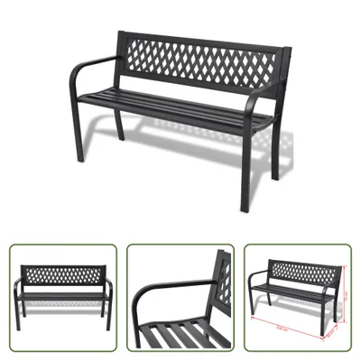 Immagine prodotto di The Living Store panchina da giardino 118 cm acciaio nero