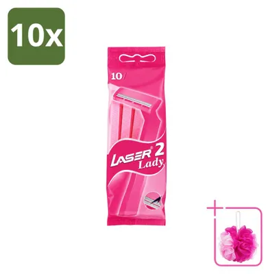 Imagen del producto de 10 afeitadoras desechables para mujer Benson Laser Twin – Paquete económico – 10 unidades