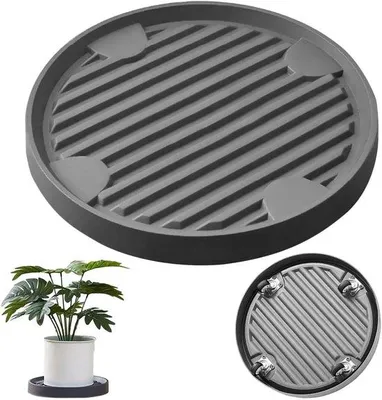 Image de Chariot de jardin pour plantes sur roues - Support mobile pour plantes - Plateau rond - Capacité de charge jusqu'à 75 kg - Adapté pour l'intérieur et l'extérieur - Dimensions : 22 cm