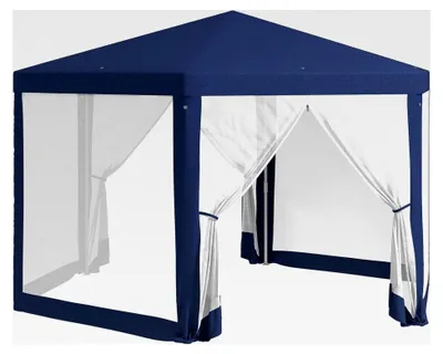 Produktbild von Sechseckiger Pavillon 4x3m Wasserabweisend Stabil Winterfest mit Moskitonetz und 6 Seitenteilen für Garten und Camping, Blau