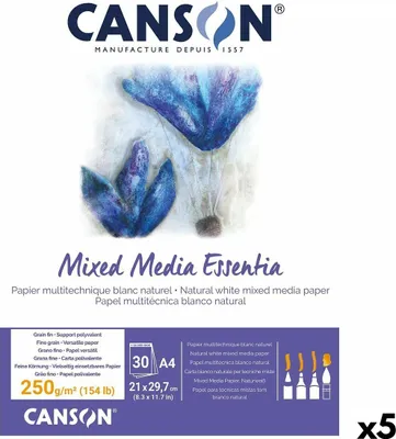 Immagine prodotto di Blocco da disegno Canson Mixed Media Essentia A4 30 fogli bianco naturale (5 pezzi)