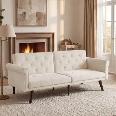 Produktbild von Futon Schlafsofa 150 cm klappbar, 3-in-1 Sofa Bett, 5-fach verstellbar