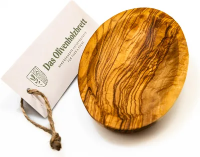 Produktbild von Schälchen aus Olivenholz, oval mit glattem Rand 12 cm