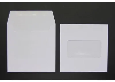 Produktbild von Briefumschläge 125x125mm 100g/qm haftklebend Sonderfenster VE=100 Stück weiß