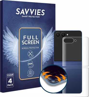 Produktbild von 4x Savvies Fullscreen Schutzfolie für Samsung Galaxy Z Flip 7 (Rückseite) Displayschutz Folie Fullcover Klar Transparent