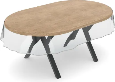 Produktbild von Tischdecke Klara 0,5mm Wachstuch PVC abwaschbar Durchsichtig Transparent Weiß SAUM Oval 160x140cm
