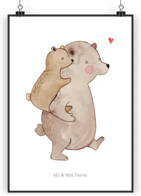 Produktbild von Mr. & Mrs. Panda Bild Papa Bär DIN A5 - Weiß - Geschenk, Geburtstag, Muttertag, Vatertag, Plakat, Deko, Kunstdruck, drucke, wanddeko