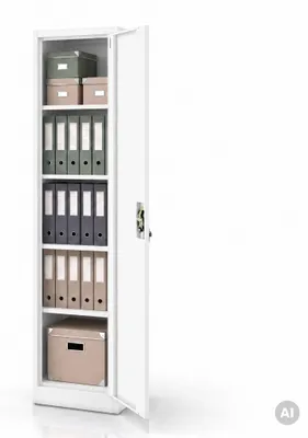 Produktbild von Büroschrank Aktenschrank Metallschrank Lagerschrank 4 Fachböden Flügeltür Pulverbeschichtung Stahlblech 185 cm x 45 cm x 40 cm Farbe: Weiß