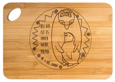 Produktbild von Mr. & Mrs. Panda Schneidebrett Pinguin Mama - Transparent - Geschenk, küchenbrettchen, Tochter, Muttertag, Mutter, Weihnachten, schneidbrett, Holzbrett, Frühstücksbrett