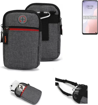 Produktbild von K-S-Trade Holster Gürteltasche kompatibel mit Huawei nova 7 SE 5G Vitality Edition Handy Tasche Schutz Hülle grau Zusatzfächer 1x