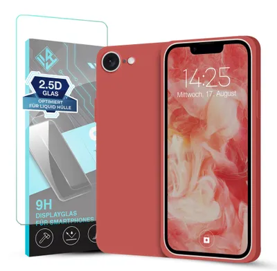 Produktbild von Hülle für Apple iPhone 17e mit 9H Displayglas Displayschutz Case Cover Bumper Smartphone Softgrip Schutzhülle Farbe: Rot