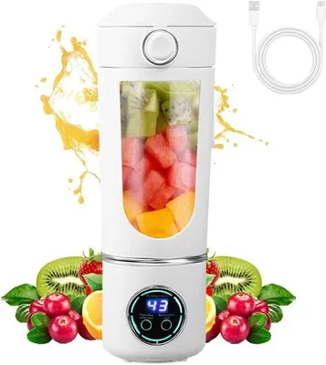Obrázek produktu pro Ruční mixér na koktejly a smoothie o objemu 700 ml, mini mixér s 12 noži, cestovní mixér na smoothie s víčkem, bateriový mixér na smoothie do kuchyně, posilovny nebo kanceláře (bílý)