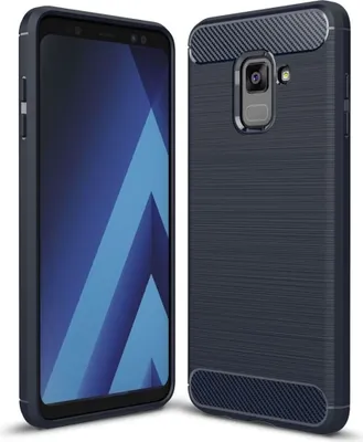 Produktbild von Schutzhülle Handyhülle für Samsung Galaxy A8 Plus (2018) Case Cover Carbon Optik Blau
