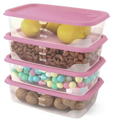 Vershouddozen met deksel, 4er Set, 1,7 L, BPA-frei, luchtdicht