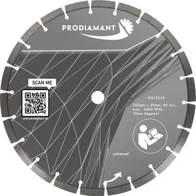 Produktbild von PRODIAMANT Diamanttrennscheibe 350mm Beton, universal Bohrung 20mm