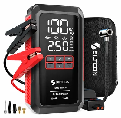 Produktbild von Siltcon® Starthilfe Powerbank mit Kompressor – 4000 A, 24.000 mAh, 10,8 bar