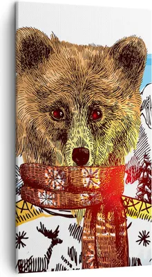Produktbild von Bild auf Leinwand - Leinwandbild - Bär Berge Kinder Winter - 45x80cm - Wand Bild - Wanddeko - Leinwanddruck - Bilder - Kunstdruck - Wanddekoration - Leinwand bilder - Wandkunst - PA45x80-3205