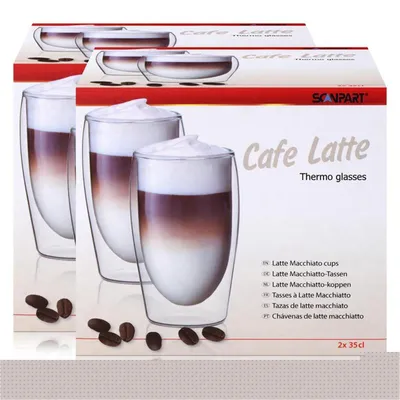 Immagine prodotto di SCANPART Lattemacchiato in vetro termico 2x35cl - Bicchieri a doppia parete (confezione da 2)