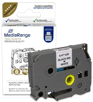 Produktbild von MediaRange Schriftbandka. Brother TZ-231/TZe-231 12mmx8m sw