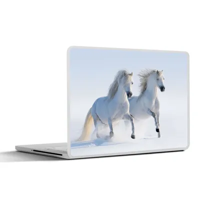 Produktbild von MuchoWow® Laptop Aufkleber Sticker Cover Winter - Pferde - Schnee 30x21 cm - Sticker für Laptop - Selbstklebend