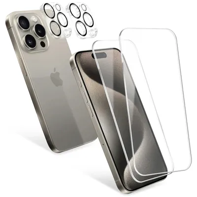 Produktbild von 2X Schutzglas (Display + Kamera) für iPhone 15 Pro Max Panzerfolie Display Schutz Glas Kameraschutz 9H Panzerglas Kamera Glass
