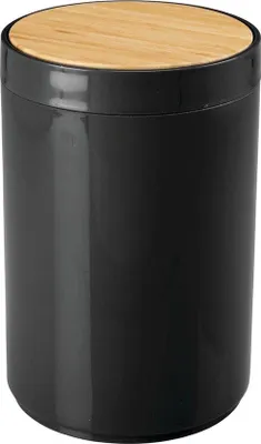Produktbild von Bamboe und Kunststoff-Wastepail - mit Klappdeckel - kleiner Größe - Natur/ Schwarz