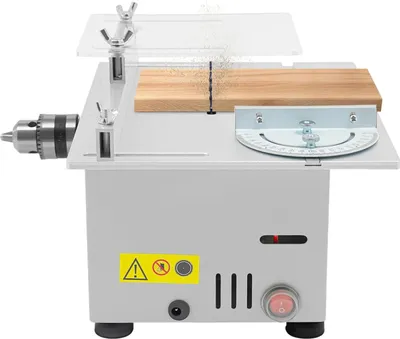 Obrázek produktu pro 96 W mini stolní kotoučová pila – stolní pila – 7 rychlostí – 4000–9000 ot./min – úhlový doraz 0–180° – dřevo a akrylát – DC 110–240 V – bílá