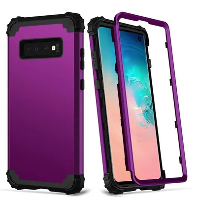 Obrázek produktu pro Galaxy S10 Pouzdro, 3 v 1 Hybridní Pevný PC TPU Silikon, Odolné proti nárazům Ochranné pouzdro pro Samsung Galaxy S10 Fialová