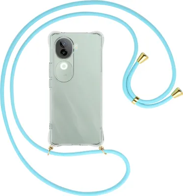 Produktbild von Handykette Backcover-Schutzhülle mit Band (Metall goldfarben) für Vivo iQOO Z9S 5G - himmelblau