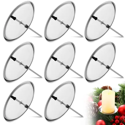 8er Set Metall-Teelichthalter 6 cm für Adventskranz, Silber