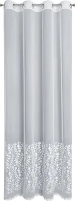 Zdjęcie produktu dla EUROFIRANY | Zasłona - 140x250 cm - Biały - Elegancki haft - Przezroczysta dekoracja okna