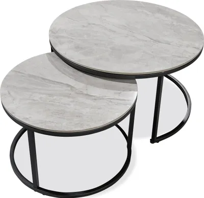 Produktbild von Satztisch >Gino< (2er-Set) in grau, schwarz, Keramik, Metall - 42x80cm (HxD)