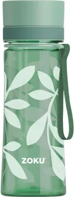 Produktbild von Trinkflasche, 0,4 L, Polypropylen/Silikon, BPA-frei, Grüne Blätter - Zoku