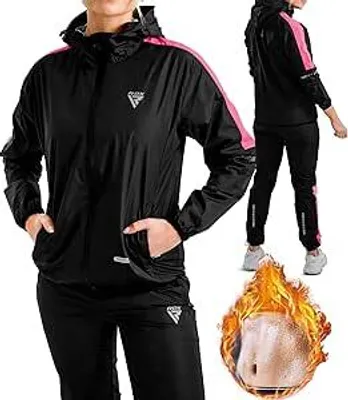 Produktbild von RDX Schwitzanzug Zum Abnehmen, Saunaanzug Reach  100 , Kapuzen Anzug Sauna Suit Sweatanzug Sportanzug Trainingsanzug Thermo Sweatsuit Boxen MMA Gym Fitness Laufen Herren Damen