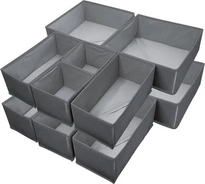 Productafbeelding van Ladenorganizer set (12 stuks) – compartimenten voor kleding en accessoires – opbergsysteem voor sokken, ondergoed en kleine voorwerpen