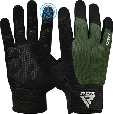 Produktbild von RDX Gewichtheberhandschuhe für das Fitnessstudio, Vollfinger-Touchscreen, atmungsaktiver, rutschfester, gepolsterter Handflächenschutz, Fitness-Krafttraining, Powerlifting