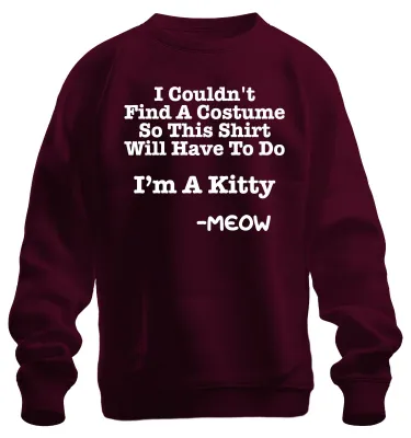 Productafbeelding van Ik kon geen kostuum vinden. Halloween kattenkostuum, grappig, uni sweatshirt, bordeauxrood, maat L