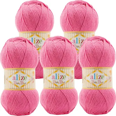 Produktbild von 5 x 100g Strickgarn ALIZE Baby Best uni Babywolle Wolle Antipilling 44 Farben