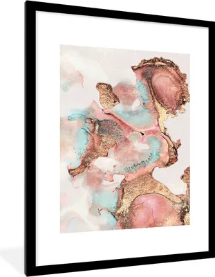 Produktbild von MuchoWow® Gerahmtes Poster Tinte - Pastell - Abstrakt 60x80 cm - Poster mit Schwarzem Bilderrahmen Wandposter Rahmen Foto Bilder - Wohnzimmer - Dekorationen - Prämie