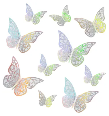 Produktbild von 24 Stück 3D-Schmetterlings-Wandaufkleber, 3 Größen, Schmetterlings-Wandaufkleber für Zuhause, Schlafzimmer, Klassenzimmer, Hochzeit, Party, Kuchendekoration (mehrfarbig weiß)