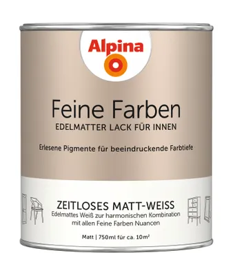 Produktbild von Alpina Feine Farben Lack Zeitloses Matt-Weiß 750 ml