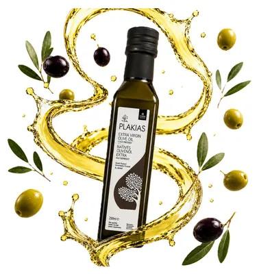 Image de Huile d'olive extra vierge Plakias de Crète, Mariou, Réthymnon, Koroneiki, pressée à froid, 250 ml, Image générée par une IA