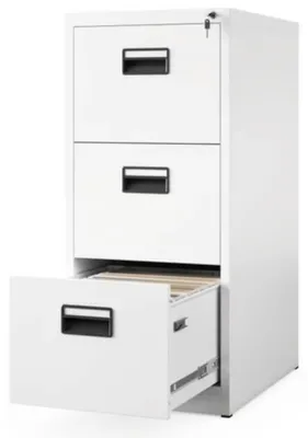 Produktbild von Hängeregisterschrank abschließbar SARA 3 Schubladen mit Schloss | Aktenschrank Büroschrank aus Stahl Metallschrank 102x46x62cm Weiß