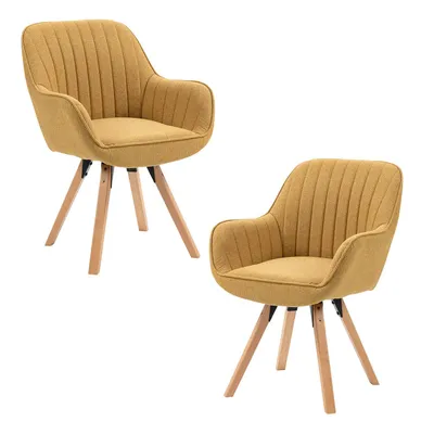 Produktbild von Meubles Cosy 2er-Set bequeme Esszimmerstühle aus gelbe Stoff mit 360° Drehfunktion - CARSON