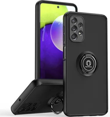 Image de Étui pour Samsung Galaxy A32 5G étui en TPU translucide mat avec porte-anneau et support Noir