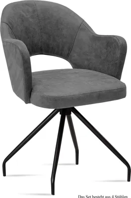 Produktbild von Armlehnstuhl (4er-Set) Dikana 59x87x61 Schwarz/Grau