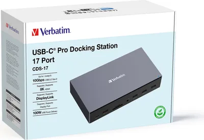 Zdjęcie produktu dla VERBATIM 32172 Stacja dokująca CDS-17, 17 portów, USB-C Pro, grau/schwarz