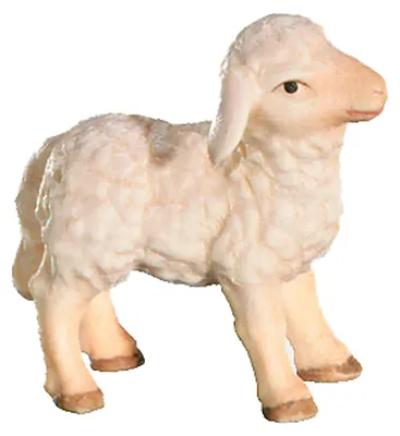 Lammfigur aus Ahornholz, handbemalt, 14 cm, Krippenszene